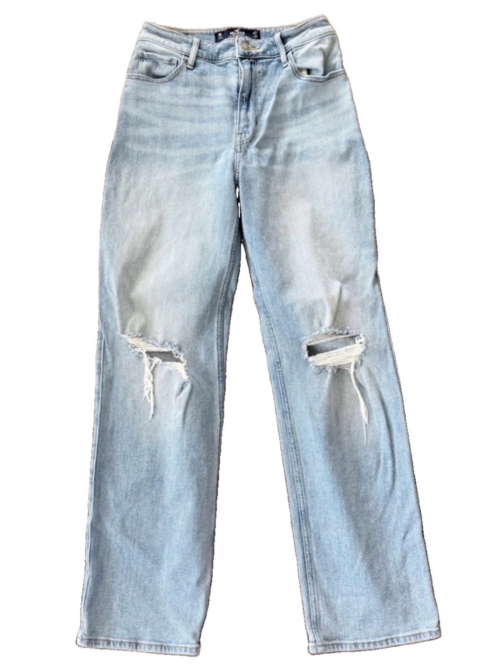 Hollister Ultra High-Rise Dad Jean Light Wash Distressed Size 10 (7R) 28W L31